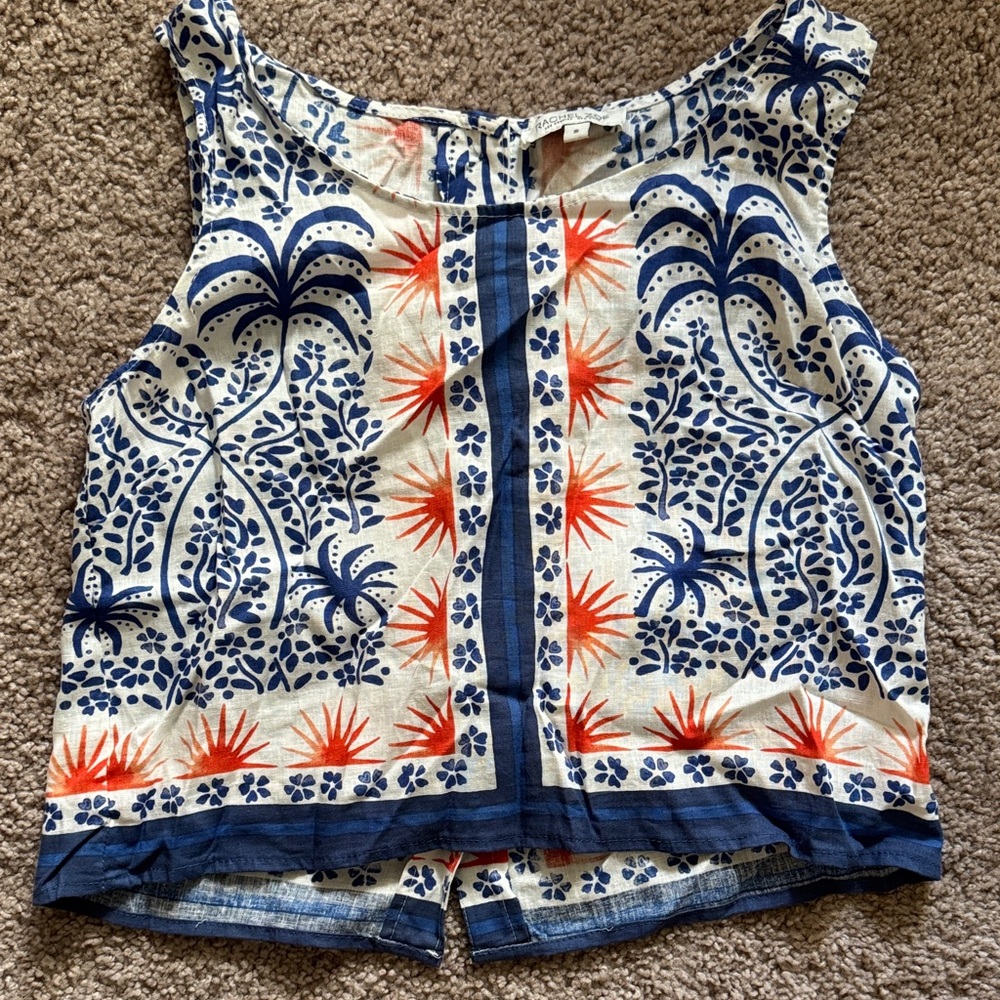 Rachel Zoe Blue and Orange Floral Tank Top